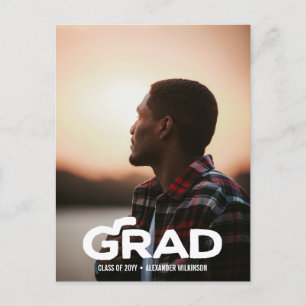Modern Bold Script Minimal Photo Graduation Announcement Postcard