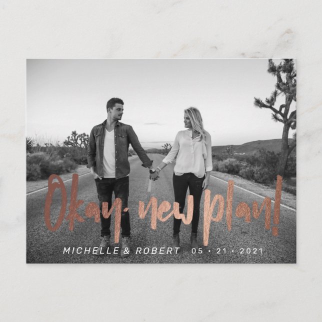 modern bold script photo change the date postcard (Front)