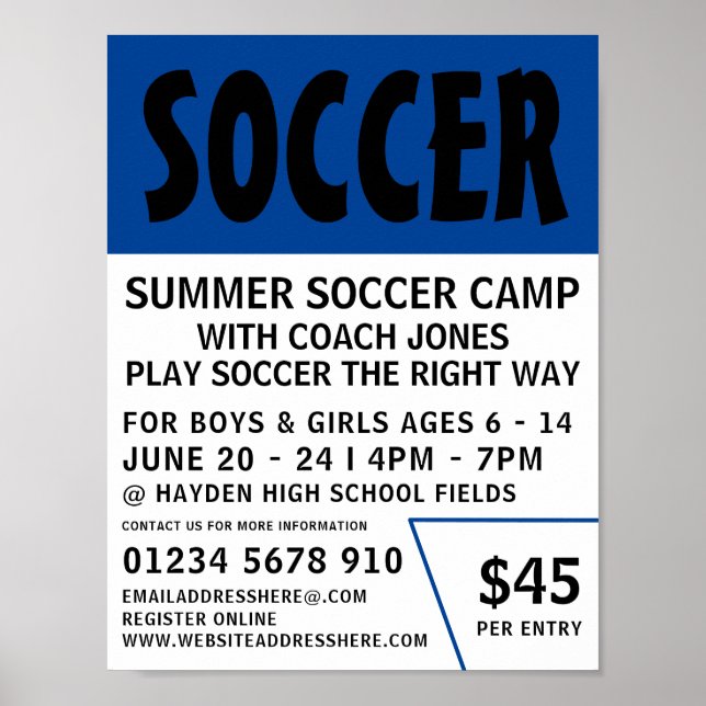Modern Bold, Soccer Camp Advertising Poster (Front)