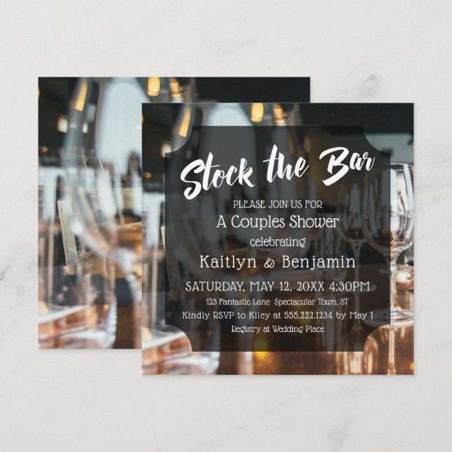 Modern, Bold Stock the Bar Couples Shower Invitation (Front/Back)