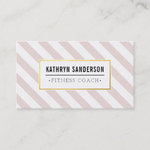 MODERN BOLD stripe gold logo emblem blush pink Business Card