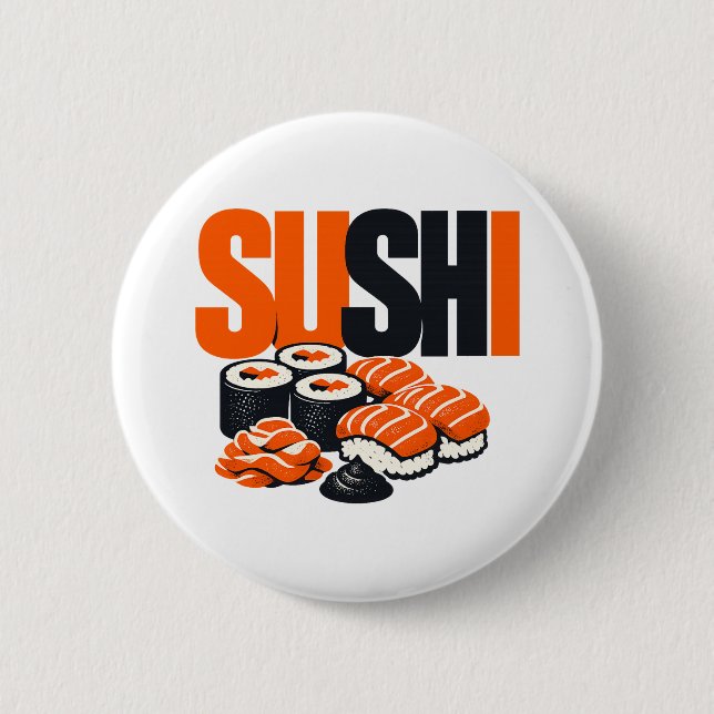 Modern Bold Sushi Graphic Art 2 Inch Round Button (Front)