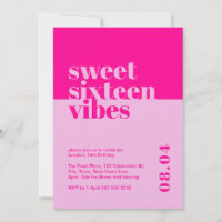 Modern Bold Sweet Sixteen Vibes Pink Birthday