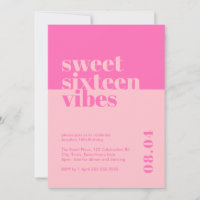 Modern Bold Sweet Sixteen Vibes Pink Birthday 