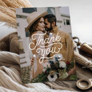 Modern Bold Thank You Typography Photo Wedding