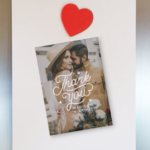Modern Bold Thank You Typography Photo Wedding Magnet