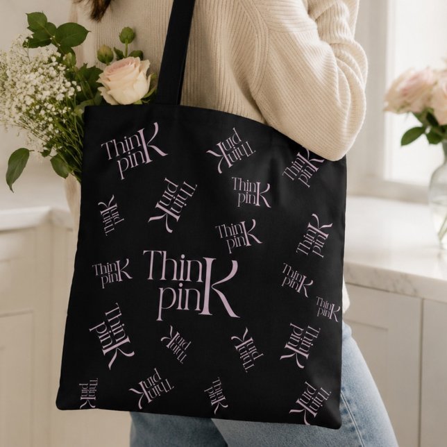 Modern Bold Think Pink Typographic Logo Tote Bag (Creator Uploaded)