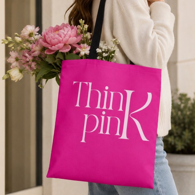 Modern Bold Think Pink Typographic Logo Tote Bag (Creator Uploaded)