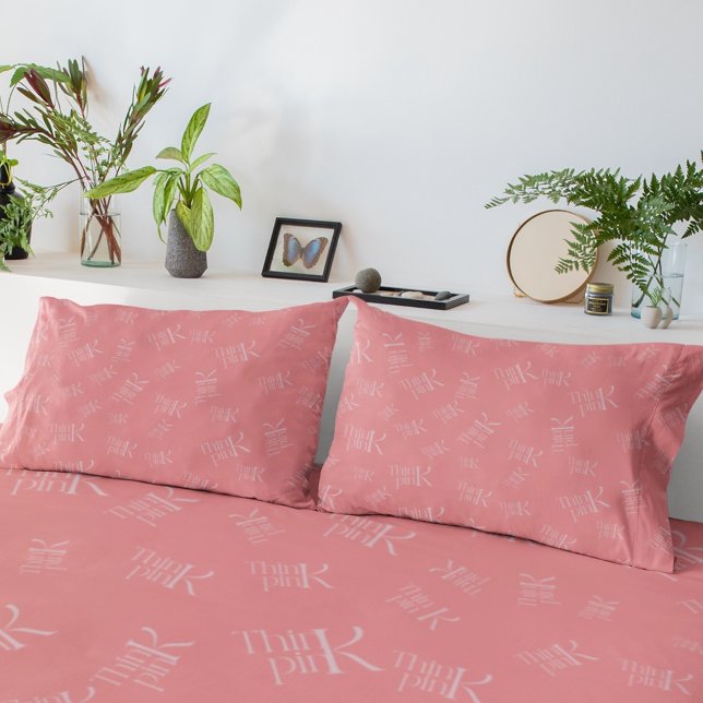 Modern Bold Think Pink Typography Pattern Pillowcase (Creator Uploaded)