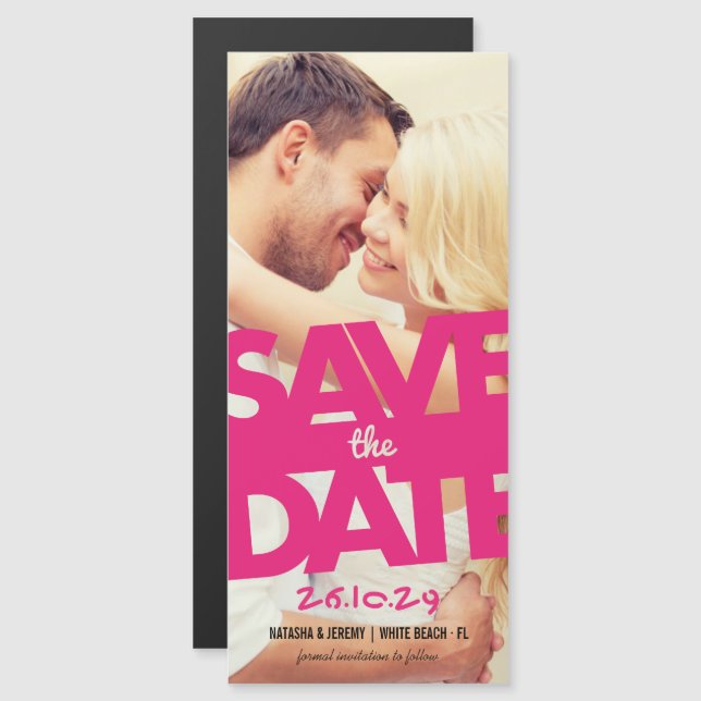 Modern Bold Tilt Save The Date Photo Magnet Card (Front/Back)