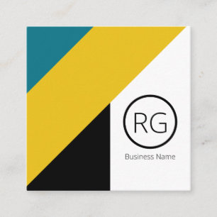 Modern Bold Tones Monogrammed Personalized Square Business Card