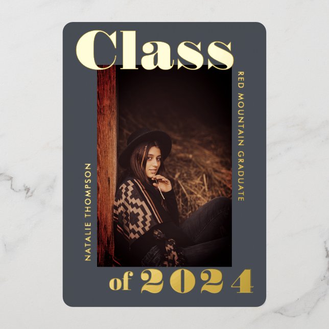 Modern Bold Typography 2024 Graduation Party Grey (Front)