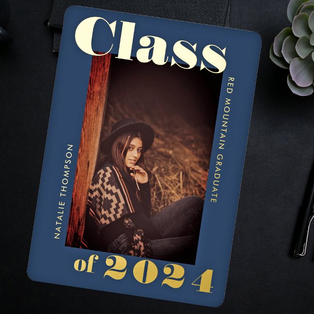 Modern Bold Typography 2024 Graduation Party Navy (Creator Uploaded)