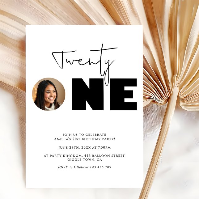 Modern Bold Typography 21st Birthday Party Invitation (Creator Uploaded)