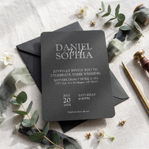Modern Bold Typography Black Wedding Invitation