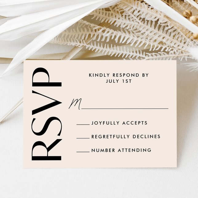 Modern Bold Typography Cream Wedding RSVP Card (Creator Uploaded)
