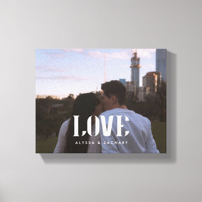 Modern Bold Typography Custom Couple Photo  Canvas Print (Front)
