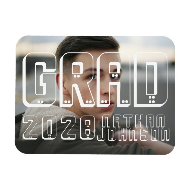 Modern Bold Typography Graduation Photo Magnet (Horizontal)