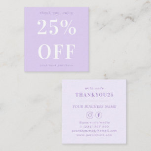 Modern Bold Typography Lilac Lavender Business Discount Card