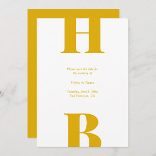 Modern Bold Typography Monogram Mustard Yellow  Save The Date