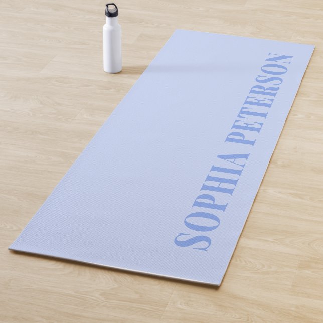 Modern Bold Typography Pastel Blue Minimalist Yoga Mat (In Situ)