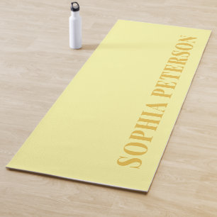 Modern Bold Typography Pastel Yellow Custom Yoga Mat
