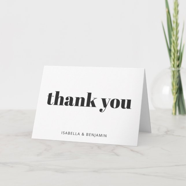 Modern Bold Typography Personalized White  Thank You Card (Front)
