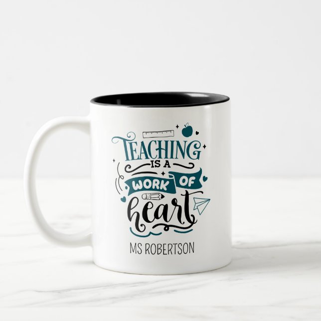 Modern Bold Typography Teacher Appreciation Gift   Two-Tone Coffee Mug (Left)