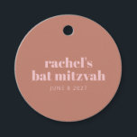 Modern Bold Typography Terracotta Pink Bat Mitzvah Favour Tags<br><div class="desc">Personalized Modern Bold Typography Terracotta Pink Bat Mitzvah Favour Tags</div>