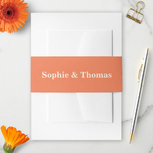 Modern Bold Typography Wedding Apricot Orange Invitation Belly Band