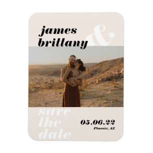 Modern Bold Typography with Photo Wedding Save The Magnet