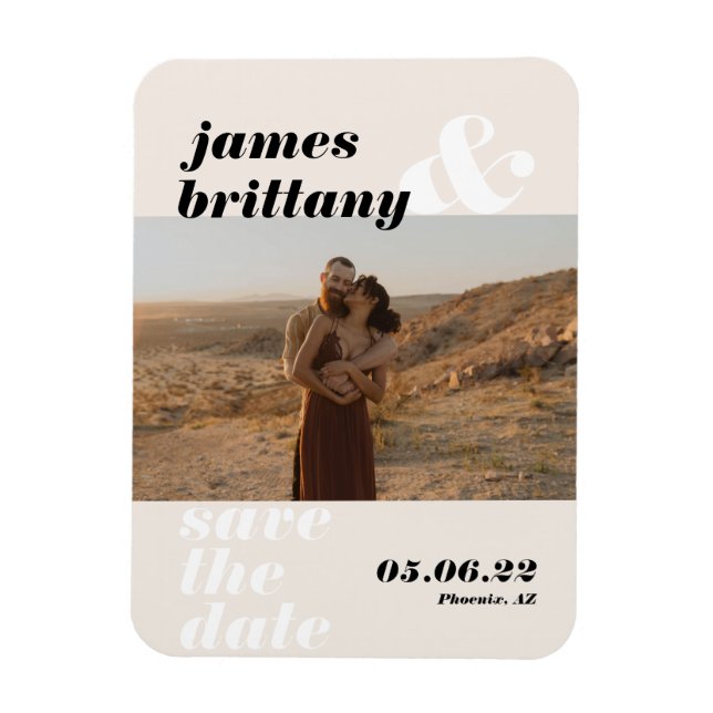 Modern Bold Typography with Photo Wedding Save The Magnet (Vertical)