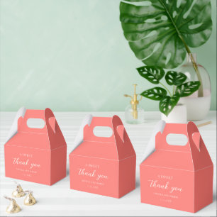 Modern Bold Vibrant Coral Simple Wedding Favor Box