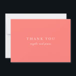 Modern Bold Vibrant Coral Simple Wedding Thank You Card<br><div class="desc">This design is part of a bold and vibrant coral wedding invitation suite featuring elegant typography and a clean, modern layout. The rich coral hue creates a warm, eye-catching statement while maintaining a refined and timeless feel. Perfect for couples seeking a fresh, contemporary design with a lively yet sophisticated colour...</div>