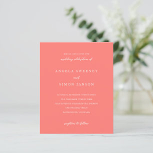 Modern Bold Vibrant Coral Wedding Invitation