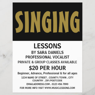 Modern Bold, Vocalist Lessons Advertising Flyer
