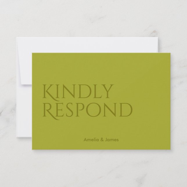 Modern bold Wavy Edge Wedding RSVP Card (Front)