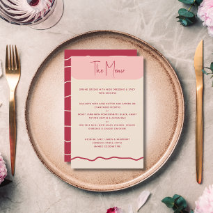 Modern Bold Wavy Frame Magenta Pink Wedding Menu