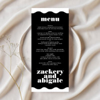 Modern Bold Wavy Framed Border White Black Wedding