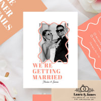modern Bold Wavy funky Peach Wedding