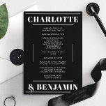 Modern Bold White Black Minimalist Wedding Program<br><div class="desc">This modern and bold wedding program combines minimalist design with a sleek black and white palette, offering a sophisticated touch to your ceremony details. Featuring clean white typography on a rich black background, this program is both stylish and functional. Ideal for contemporary weddings, it ensures your guests can follow along...</div>