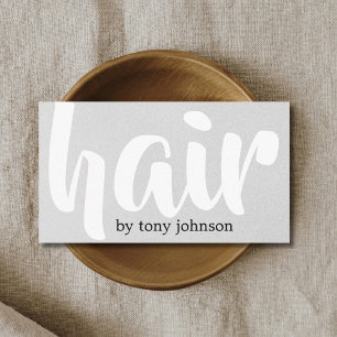 Modern Bold White Texture Light Grey Hair Stylist Business Card