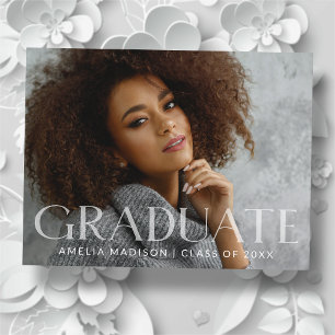 Modern Bold White Transparent Text Grad Photo Postcard