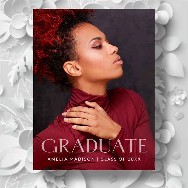 Modern Bold White Transparent Text Grad Photo Postcard (Creator Uploaded)