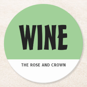 Modern Bold, Wine Bar/Winery Round Paper Coaster