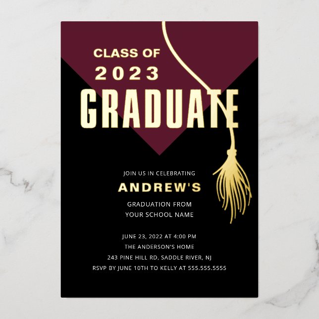 Modern Bold Wine Grad Cap Graduation (Front)