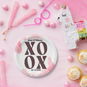 Modern Bold XOXO Happy Valentines Day Paper Plate
