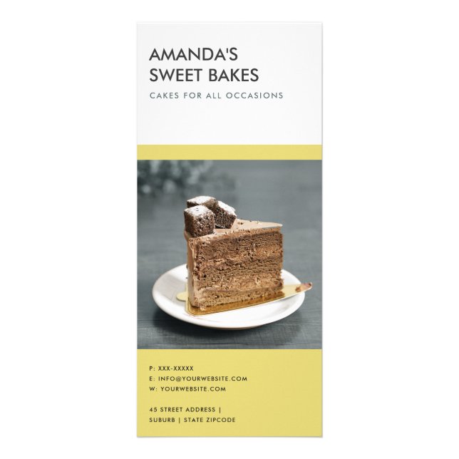 MODERN BOLD YELLOW BLACK BAKERY PRICE SERVICE RACK CARD (Back)