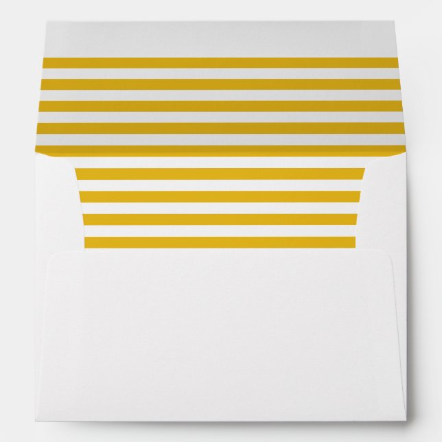 Modern Bold Yellow Stripes Matching Return Address Envelope (Back (Bottom))