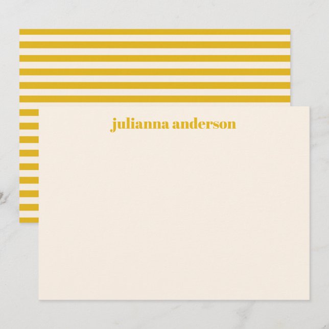 Modern Bold Yellow Stripes Personalized Name Card (Front/Back)
